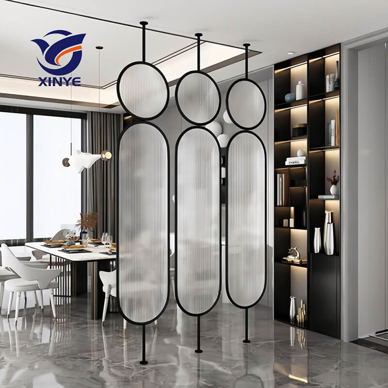 Custom Design Minimalist Rotatable Metal Iron Glass Screen Partition Separation Wall Divider for Dining Room Office Buildding