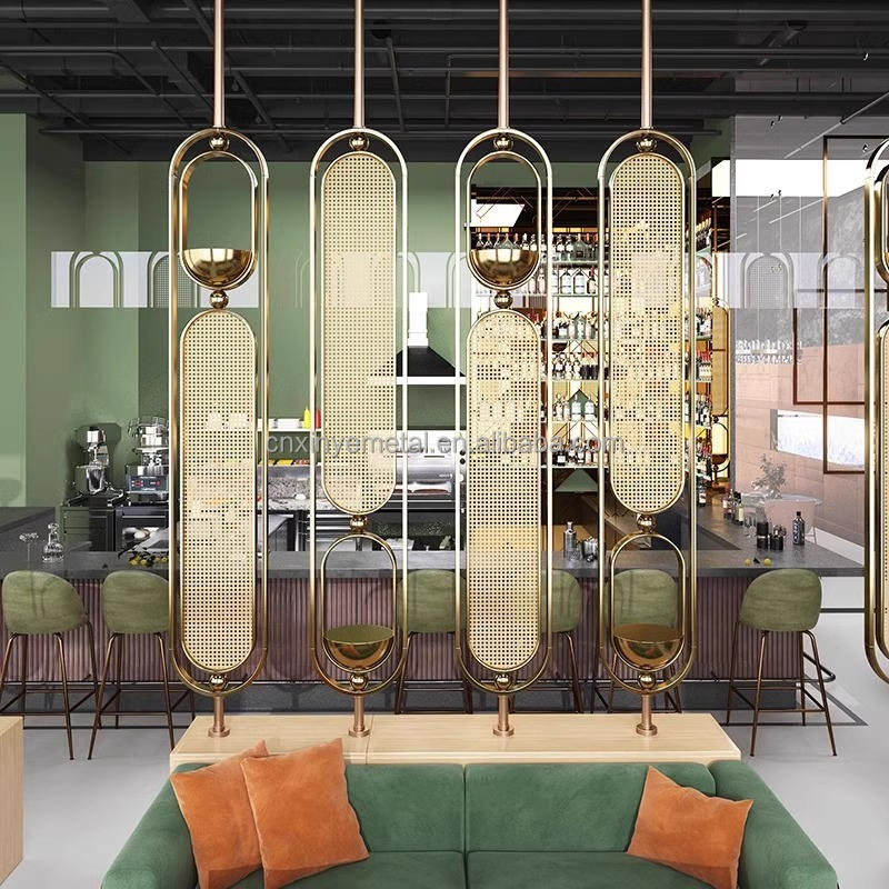 Customized Golden Oval Metal Separator Stainless Steel Partition Panel Screen & Room Divider for Home Lobby Dining Room Hall