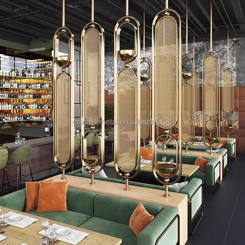 Custom Design Stainless Steel Glass Divider Curved Oval Metal Screen Partition for Restaurant Panel Engineering Art Decoration