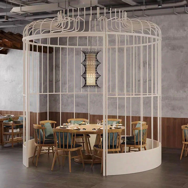 Stainless Steel Frame Large Bird-cage Partition Wall Engineering Decorative Metal Room Divider Screen for Restaurant