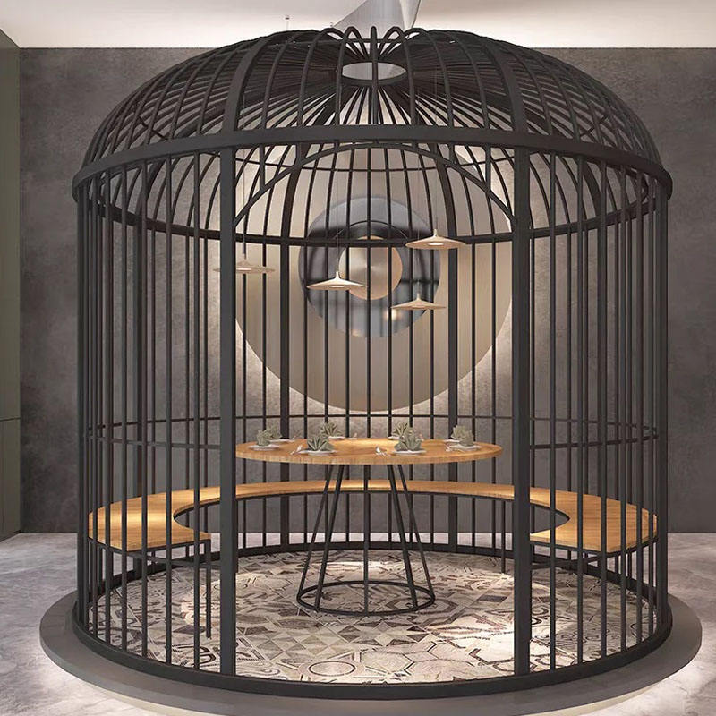 Custom Restaurant Stainless Steel Frame Bird-cage Room Dividers Screen Coffee Shop Decorative Metal Partition Wall
