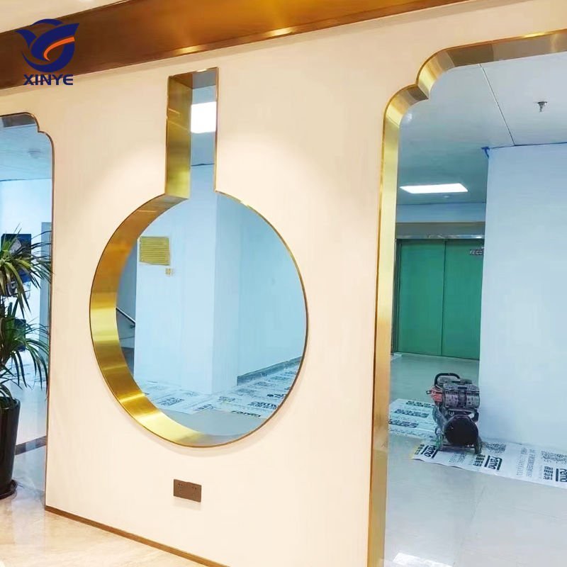 Gold stainless steel door frame trim with luxurious polished finish for interior doorway edging, wall protection, and elegant architectural accent in residential and commercial spaces