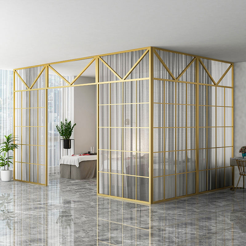Custom Beauty Salon Stainless Steel Partition Wall Engineering Spa Metal Screen Room Divider