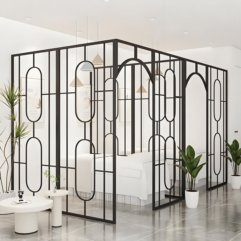 Custom Art Deco Metal Screen Room Divider for Beauty Salon Spa Wedding Decor Stainless Steel Partition Wall