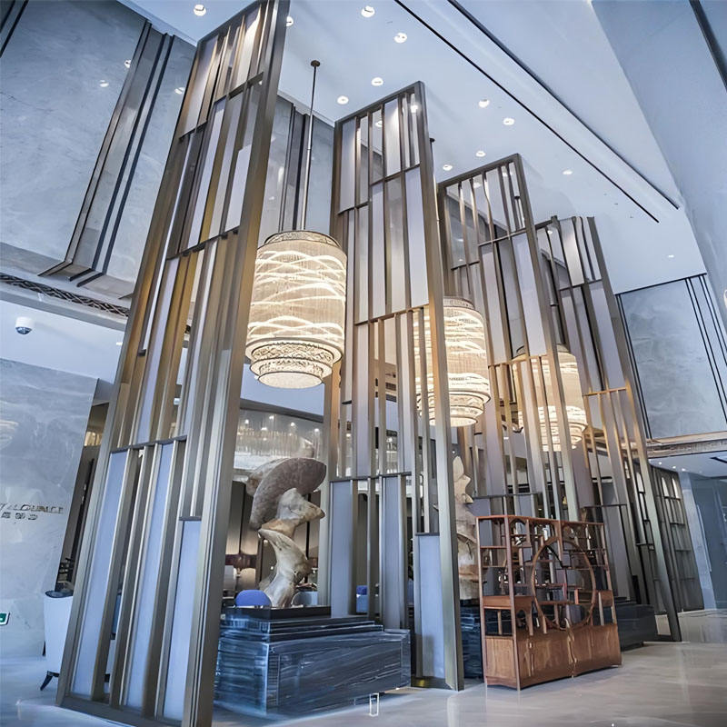 Large Size Hotel Lobby Metal Screen Partition Wall Engineering Custom Restaurant Decorative Room Divider