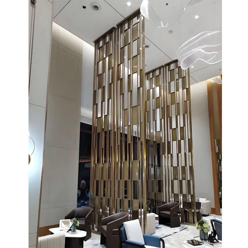 Engineering Restaurant Polishing Metal Screen Custom Hotel Lobby Stainless Steel Partition Wall Decorative Room Divider