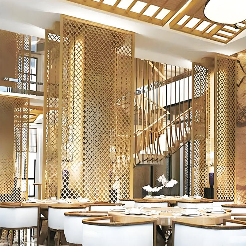 Custom Large Size Restaurant Metal Screen Engineering Decorative Stainless Steel Hotel Lobby Room Divider Partition Wall