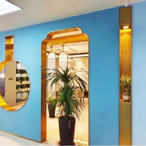 Foshan metal door frame edge trim manufacturer Xinye Metal featuring custom gold, black, and bronze stainless steel L-shaped and U-shaped door frame profiles for residential, commercial, and hospitality interior projects worldwide