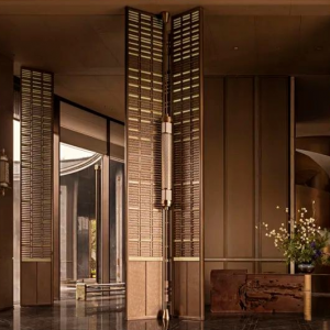 XinYe Metal custom metal screen installation in a luxury hotel interior