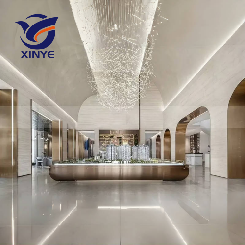 新叶金属办公楼及展览厅内部装饰金属边缘，现代建筑的定制装饰条