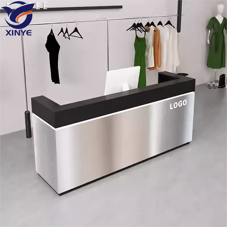 Customizable Stainless Steel Reception Desk for Small Bar Beauty Salon Barber Shop Clothing Store Simple Cash Register Front