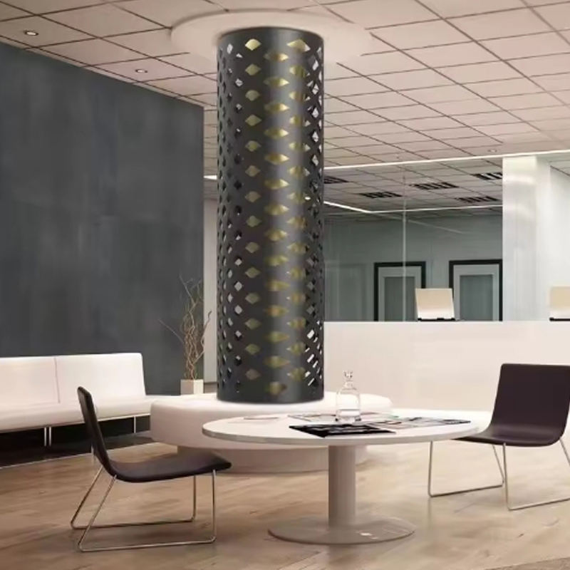 Custom Openwork Design Metal Pillar Covering Engineering Stainless Steel Decorative Curved Column Cover for Hotel Lobby