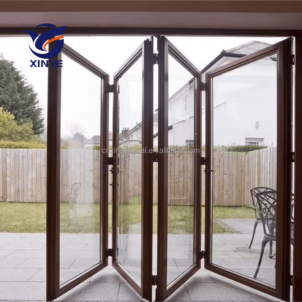 Restaurant Coffee Tea Dessert Pizza Sushi Shop Commercial Stainless Steel Folding Sliding Door With Tempered Glass Panels