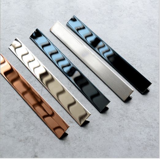 Stainless Steel Tile Trim Decorative Metal Profile for Staircase Bathroom Living Room Application