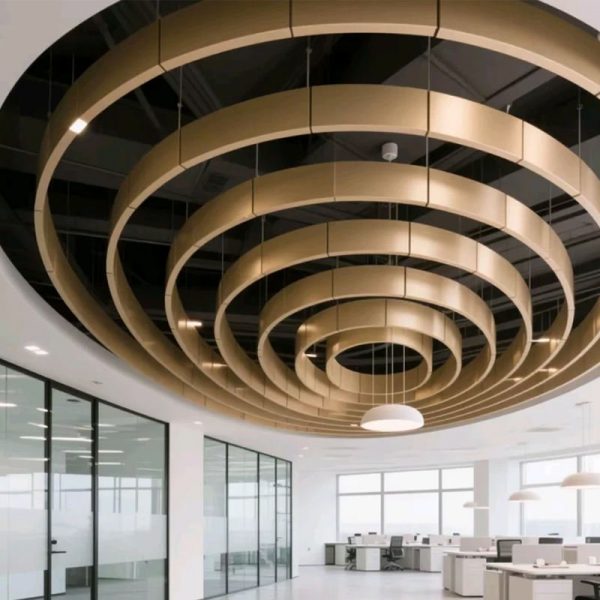 XinYe Metal custom gold stainless steel ceiling installation for an international hotel project lobby