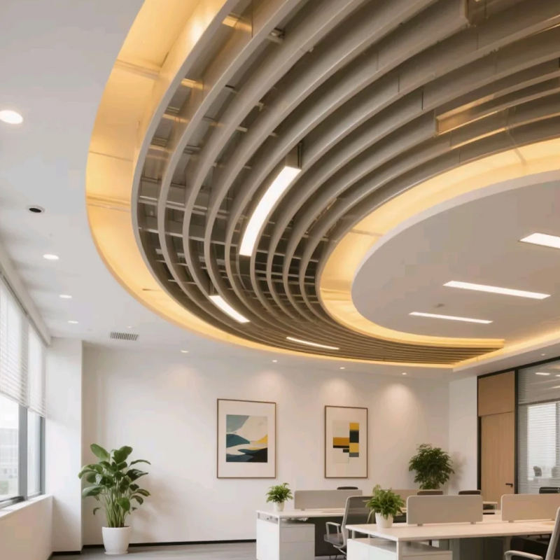 Modern Design Style Golden Metal Stainless Steel Curved Ceiling Cladding for Office & Hotel for Hospital Use