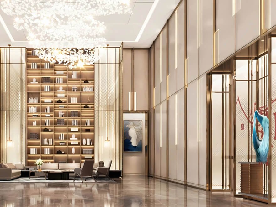 Large-scale gold-colored tall cabinet custom fabrication project by XinYe Metal