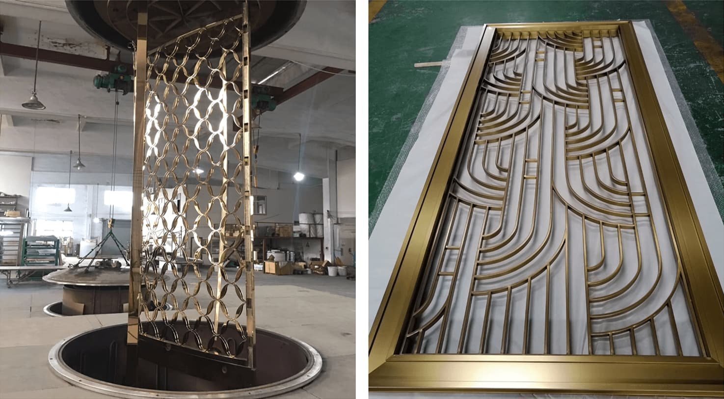 XinYe Metal titanium-plated stainless steel screen featuring luxurious PVD coating in elegant gold finish