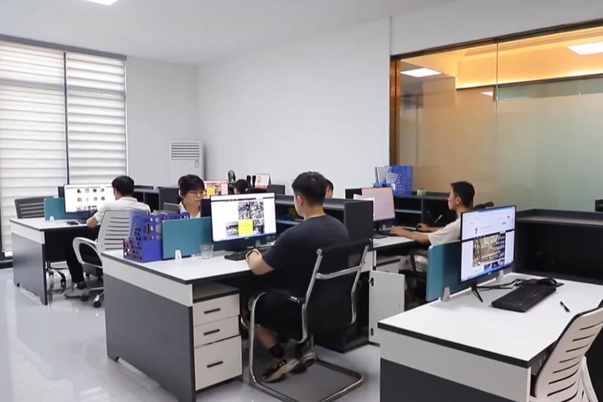 Welcoming reception area at XinYe Metal office with company logo and professional decor.