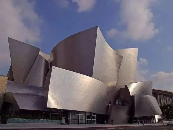 Brushed stainless steel exterior wall panels with clean lines