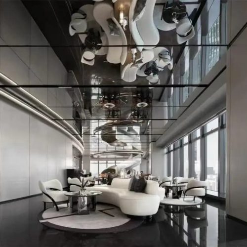 High‑gloss mirror finish stainless steel ceiling for dark rooms