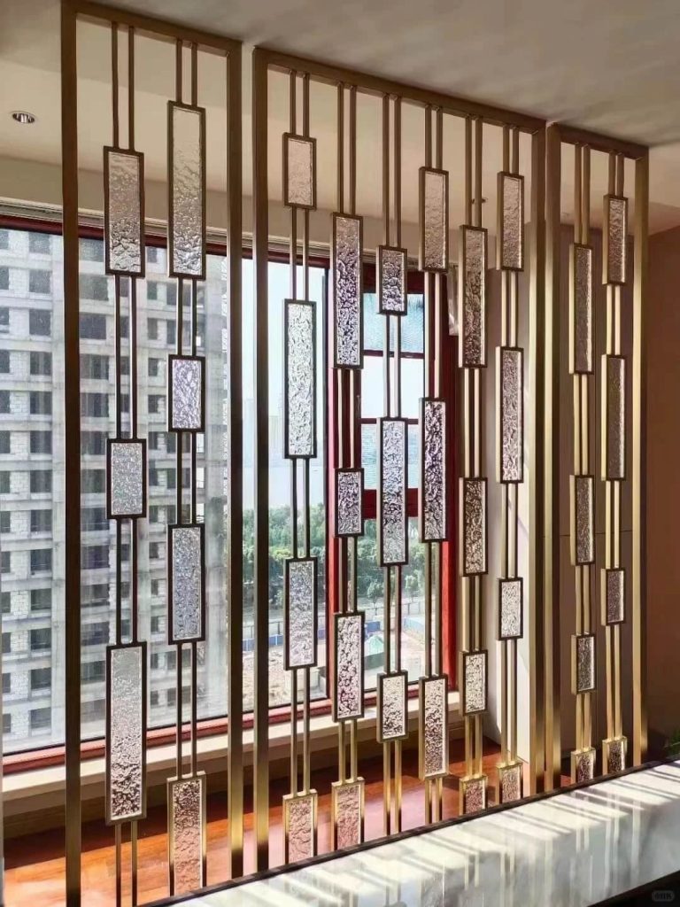 stainless steel and glass combination partition wall from XinYe Metal, Offer customized metal partition services for high-end hotels.