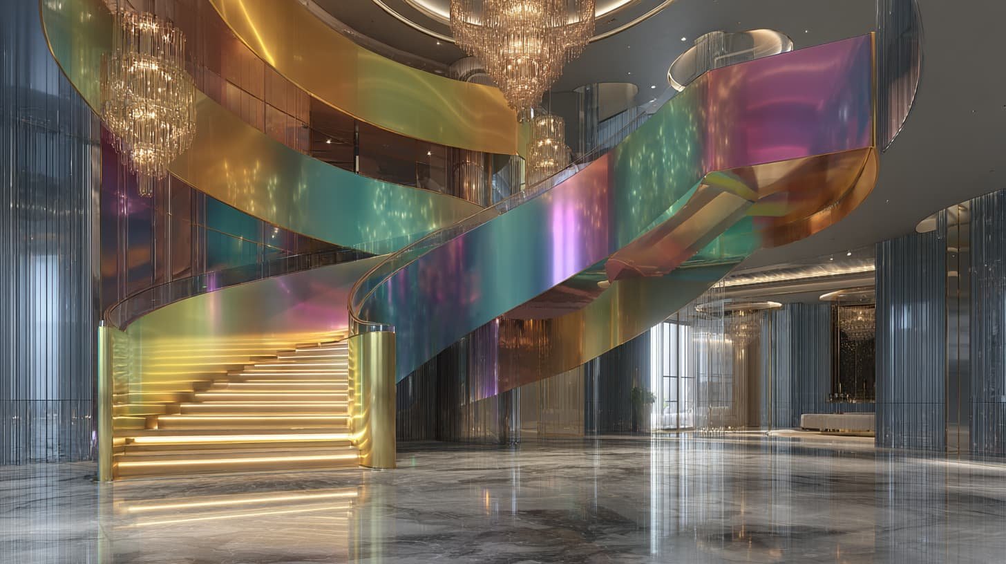 Rainbow PVD coated stainless steel sheet – luxury metal finish