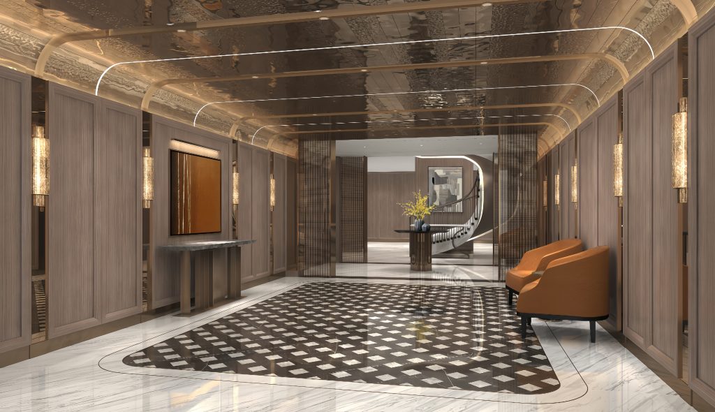 Custom water ripple stainless steel ceiling for high-end club by XinYe Metal.