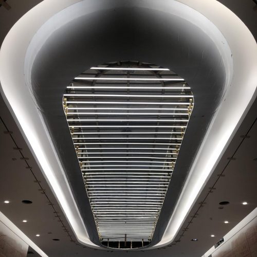 Special-shaped custom ceiling for Moroccan client by XinYe Metal, unique architectural design.
