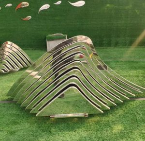 The Little Golden Mountain stainless steel sculpture customized by Xinye Metal for the sales office.