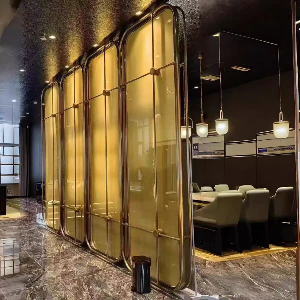 Custom privacy partition for luxury club by XinYe Metal, elegant stainless steel screen.