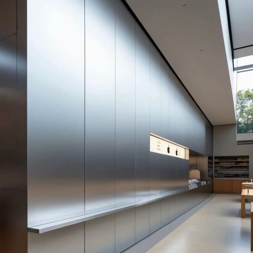Matte stainless steel metal curtain wall panels by XinYe Metal, modern architectural facade.