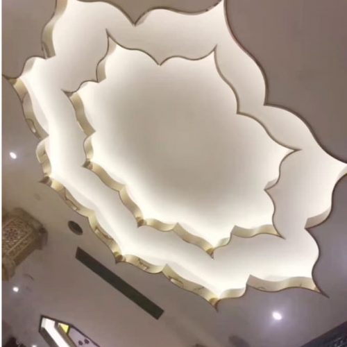 Light luxury ceiling with gold stainless steel decorative lines by XinYe Metal.
