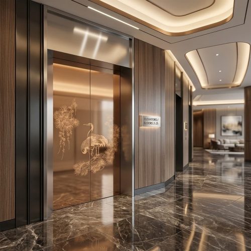 Custom stainless steel elevator decorative door panels for luxury hotels