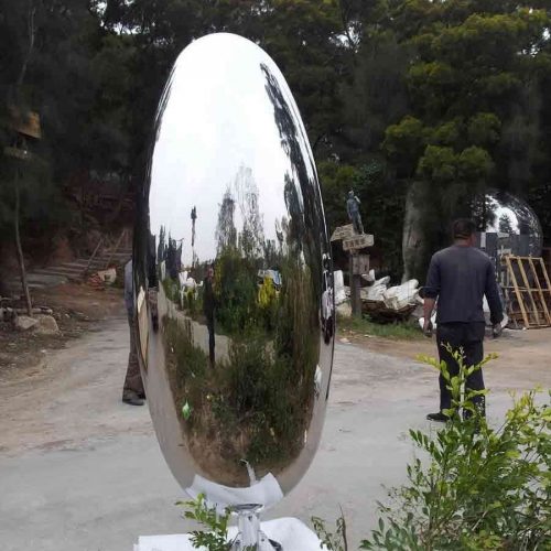 Stainless Steel Ellipsoid Sculpture: "Egg of the Future"