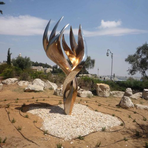 "Spark" custom stainless steel garden sculpture, decorative outdoor metal artwork manufactured by XinYe Metal