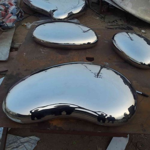 Stainless steel flowing water droplet sculpture, modern abstract metal artwork by XinYe Metal
