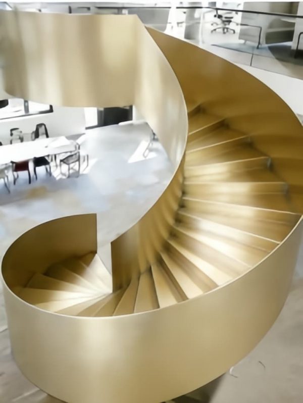 custom gold metal staircase luxury finish for villas and hotels