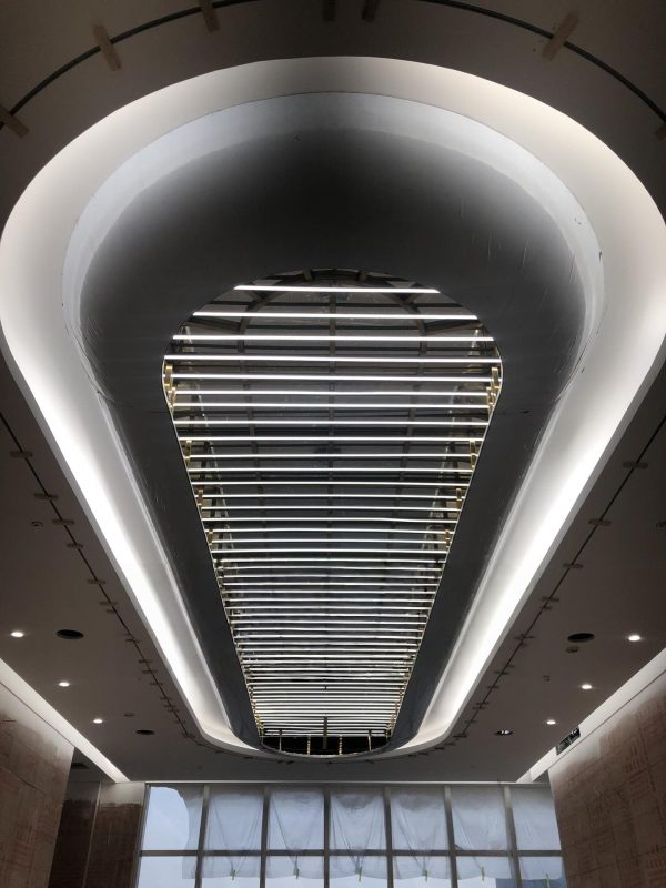 Special-shaped custom ceiling for Moroccan client by XinYe Metal, unique architectural design.