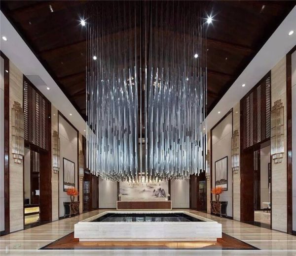 Lobby metal ceiling custom fabrication company project showcase by XinYe Metal