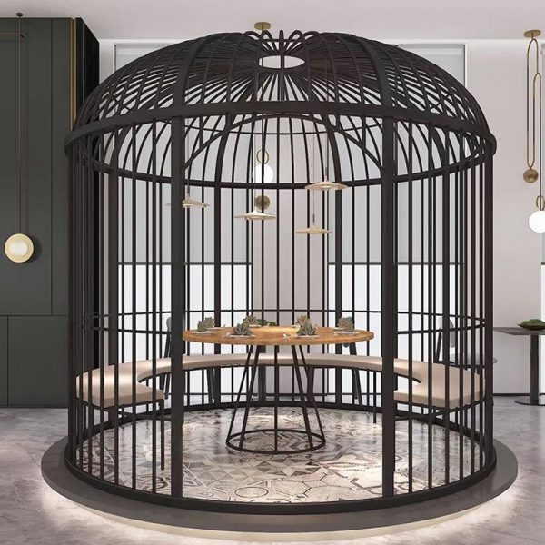 Stainless Steel Bird Screen in Hotel Lobby Setting | XinYe Metal Commercial Interior Solution