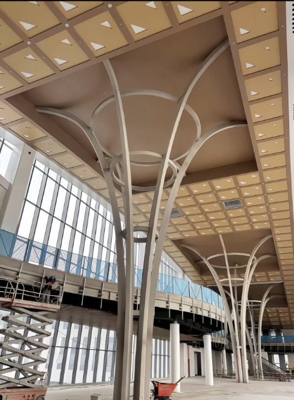 Large load-bearing column made of stainless steel by XinYe Metal for structural and decorative use.