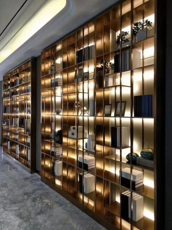 Custom metal display cabinet for luxury office by XinYe Metal.