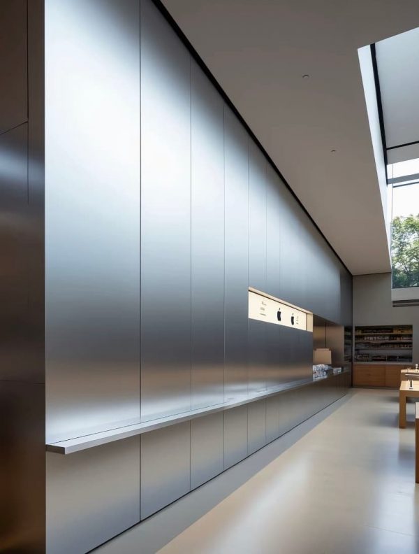 Matte stainless steel metal curtain wall panels by XinYe Metal, modern architectural facade.
